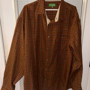 Giorgio Inserti men's button-down shirt in a brown plaid pattern and size 2XL